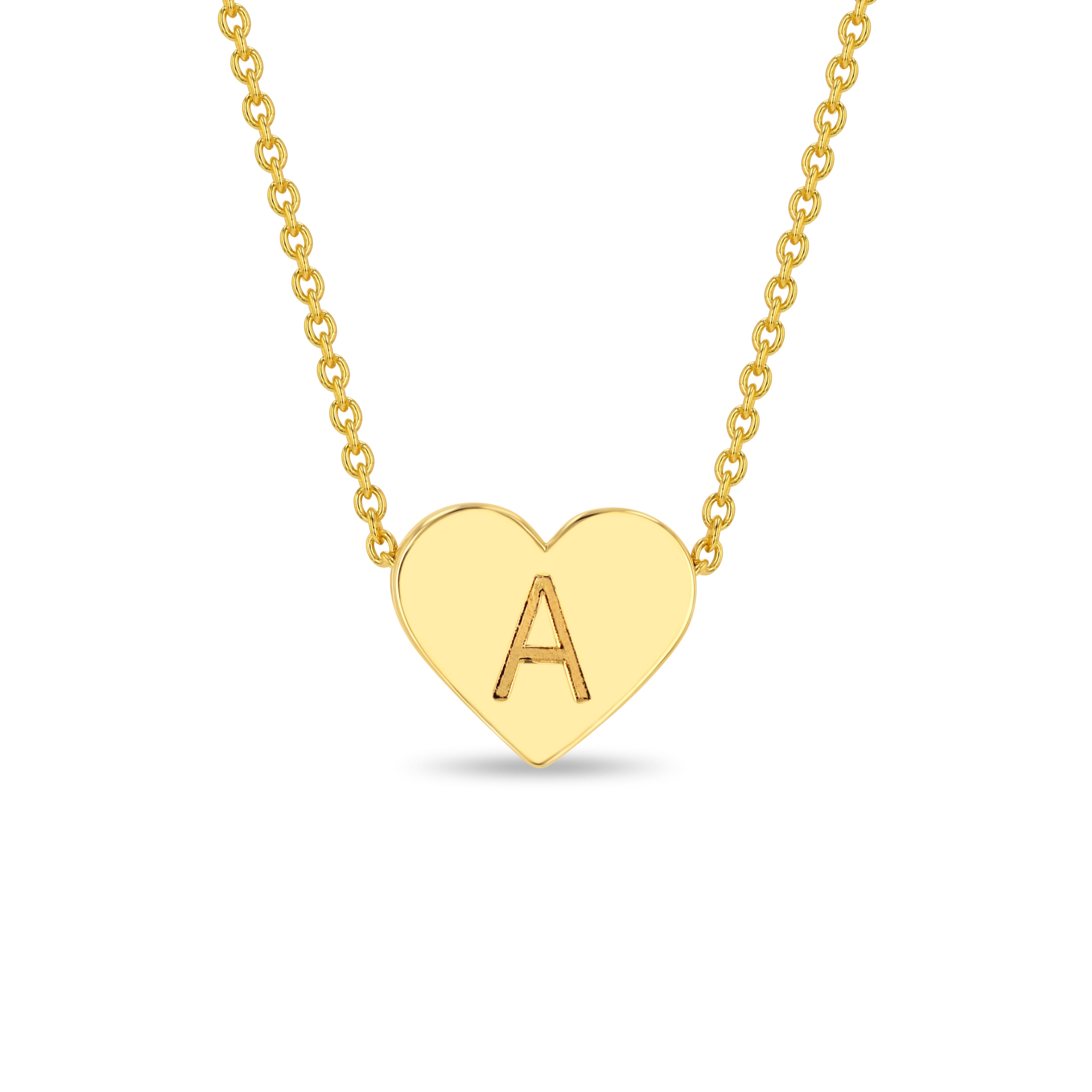 14K Gold Engraved Heart Necklace - Custom Initial Jewelry - Gianni Deloro