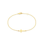 14K Gold Sideways Cross Bracelet - Gianni Deloro