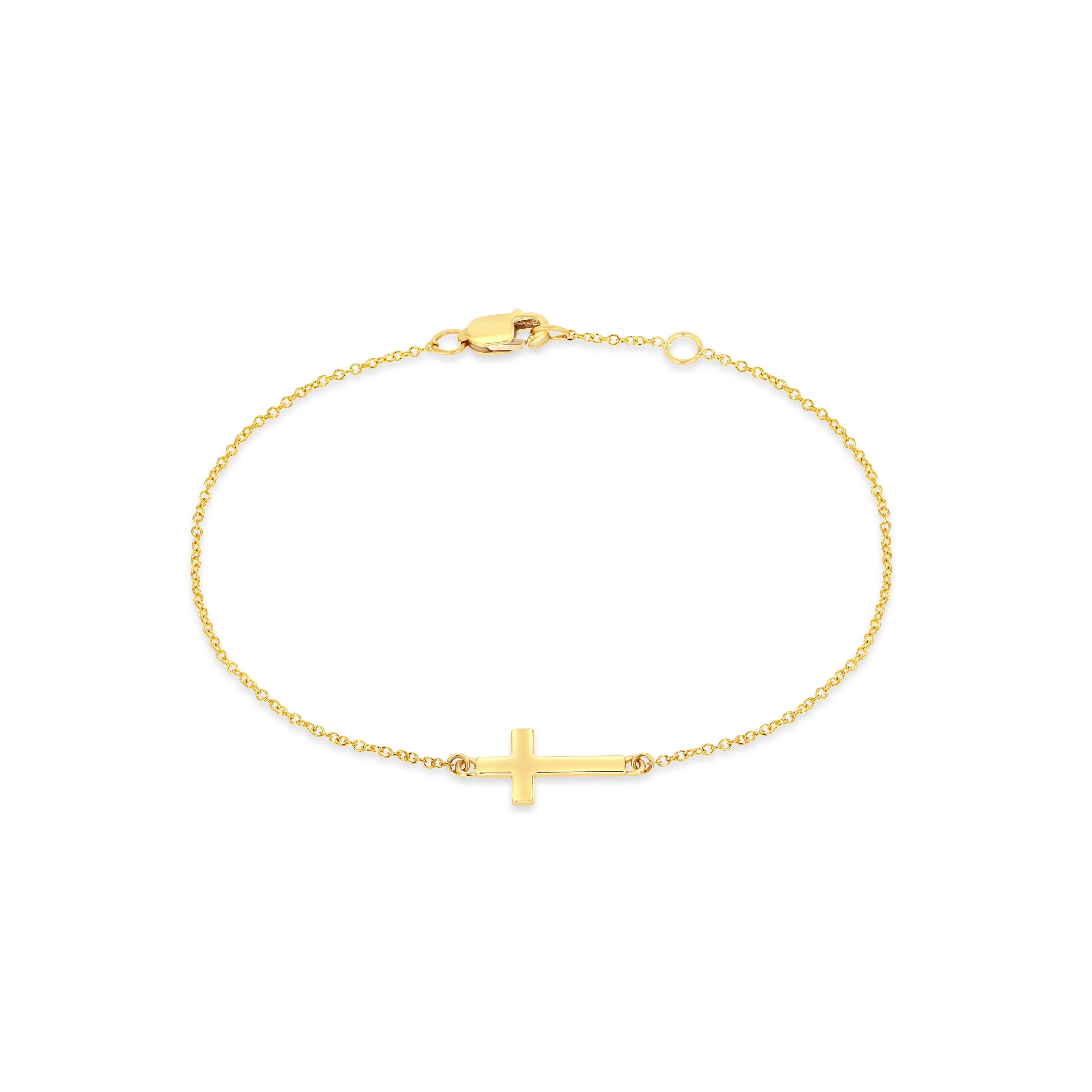 14K Gold Sideways Cross Bracelet - Gianni Deloro