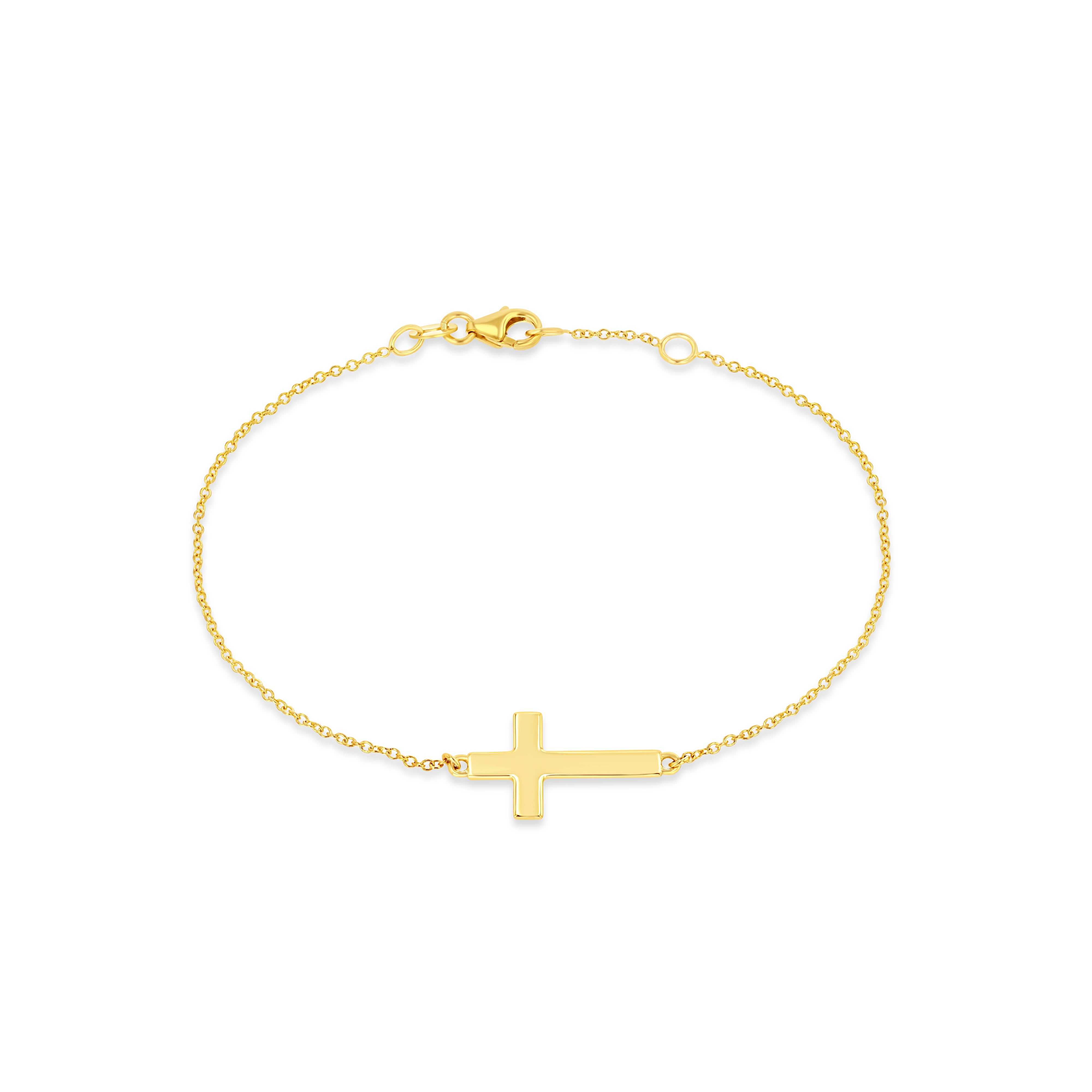 14K Gold Sideways Cross Bracelet - Gianni Deloro