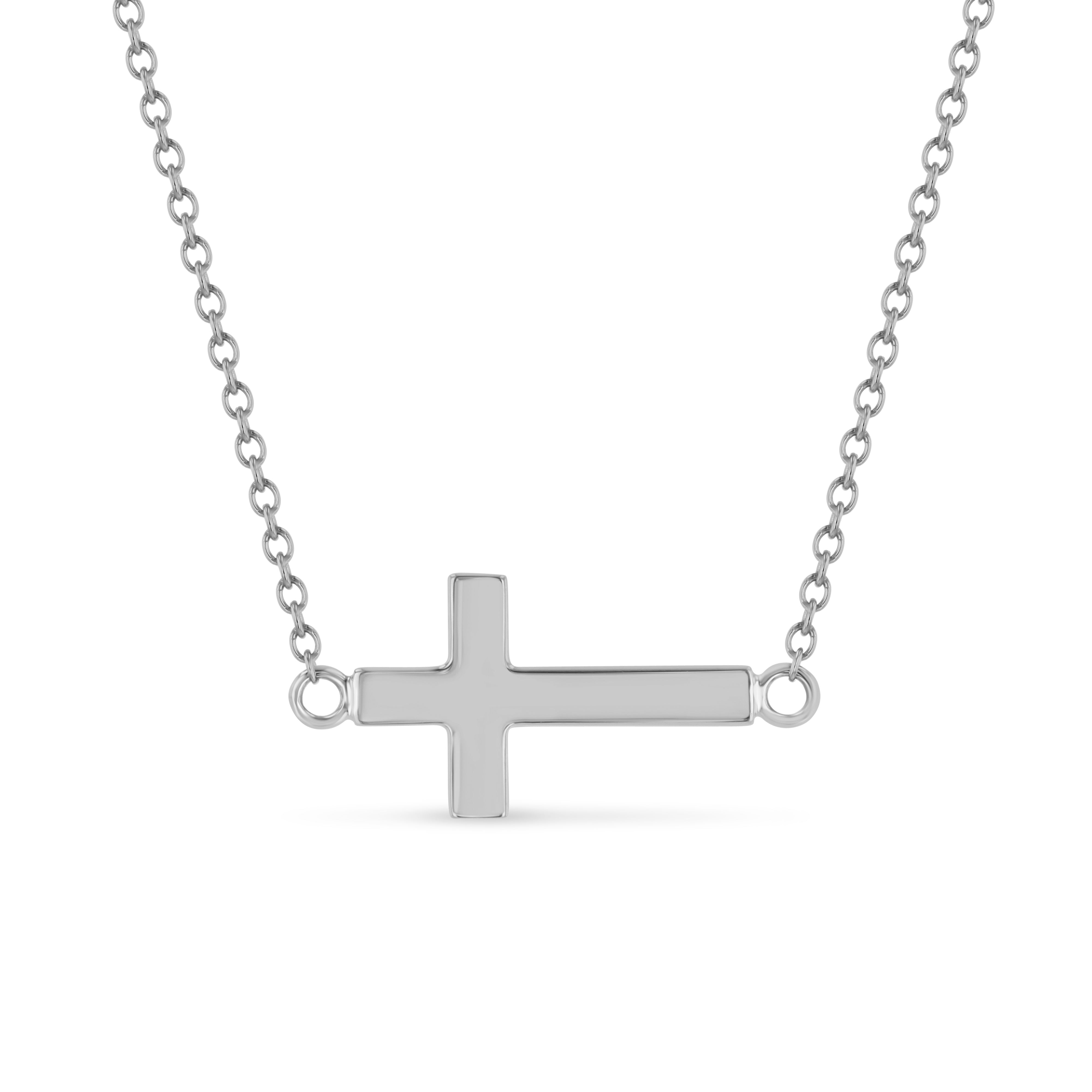 14K Gold Sideways Cross Necklace - Cross Chain for Women - Gianni Deloro