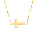 14K Gold Sideways Cross Necklace - Cross Chain for Women - Gianni Deloro