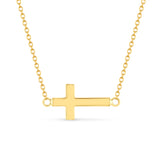 14K Gold Sideways Cross Necklace - Cross Chain for Women - Gianni Deloro