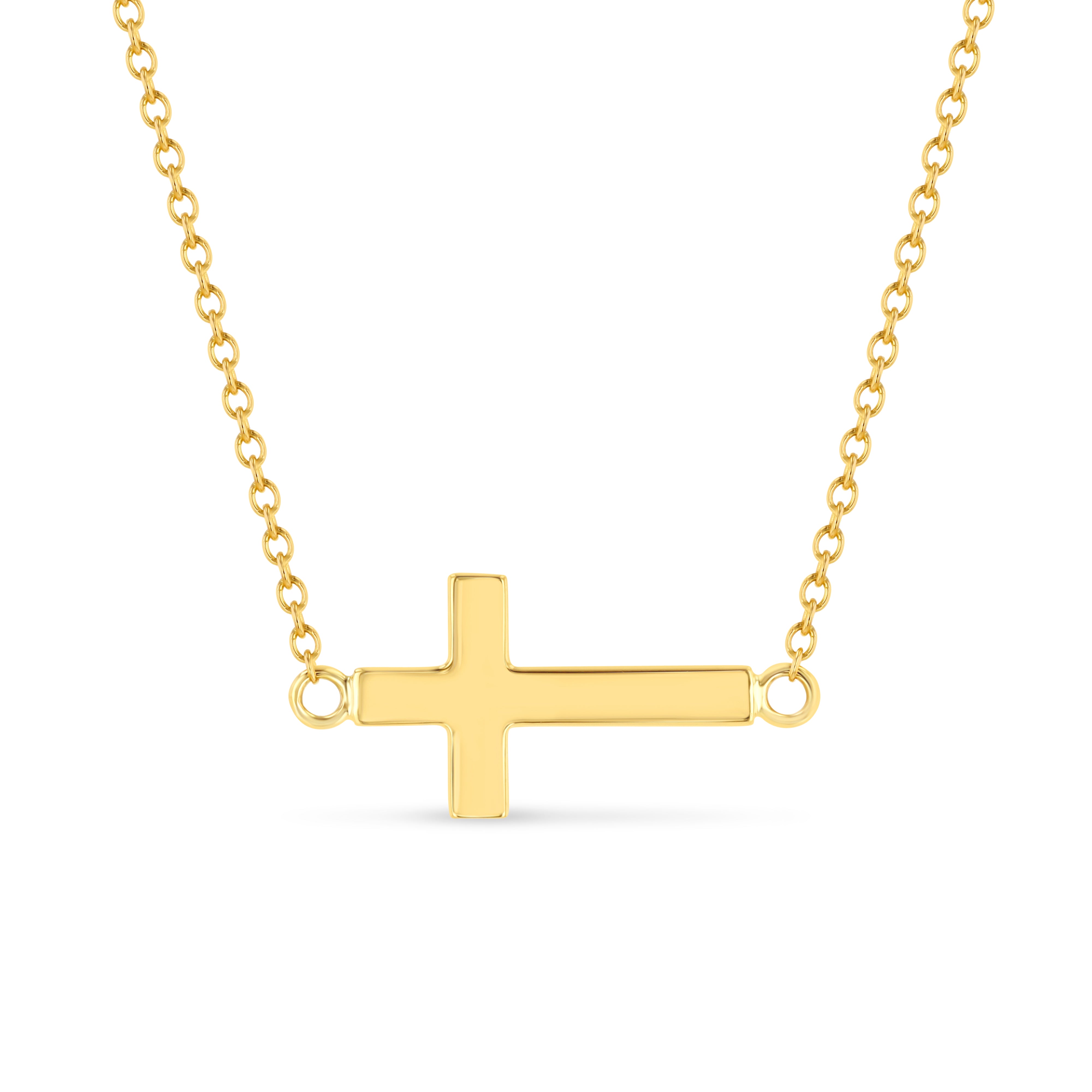 14K Gold Sideways Cross Necklace - Cross Chain for Women - Gianni Deloro