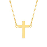14K Plain Gold Cross Pendant Necklace - Crucifix Jewelry - Gianni Deloro