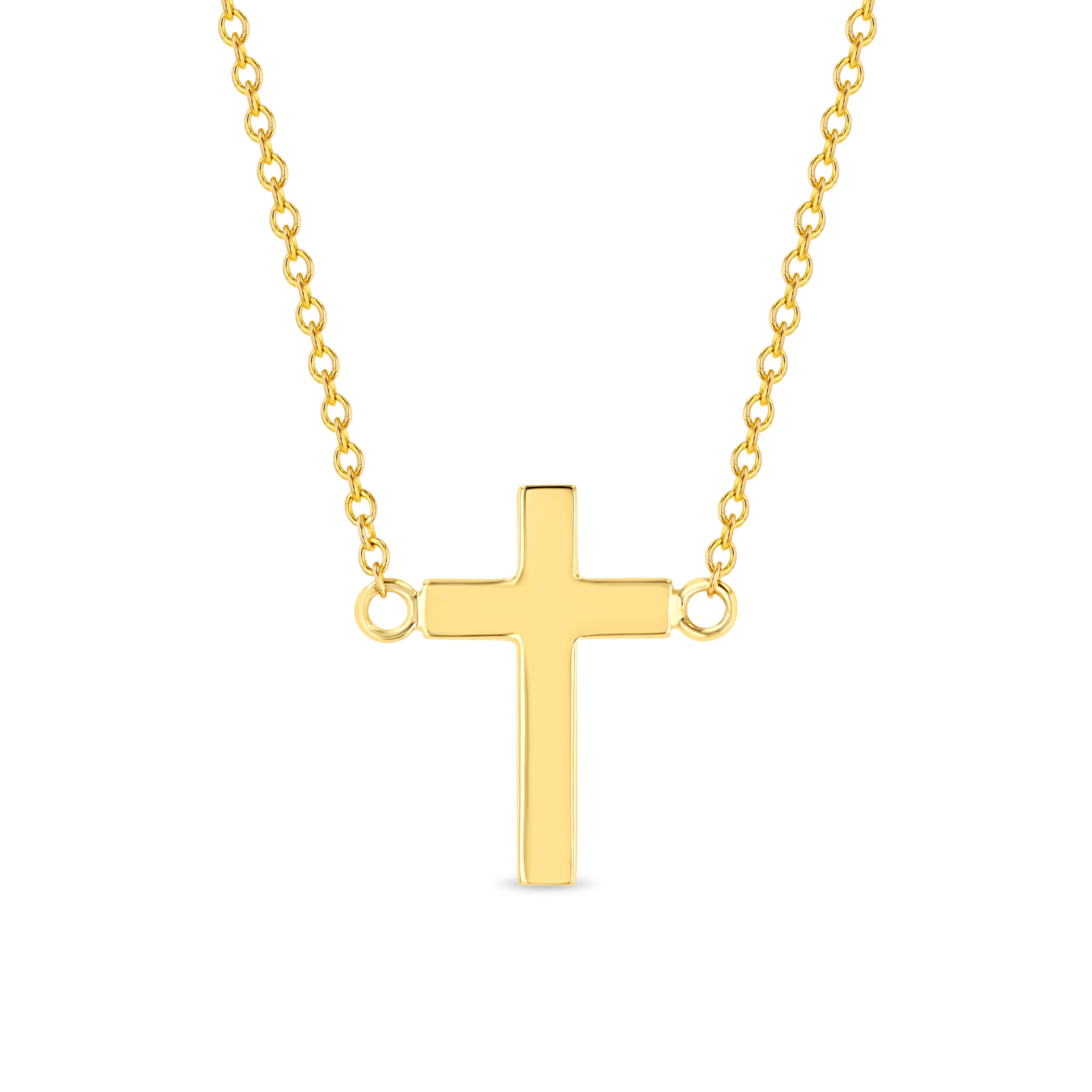14K Plain Gold Cross Pendant Necklace - Crucifix Jewelry - Gianni Deloro