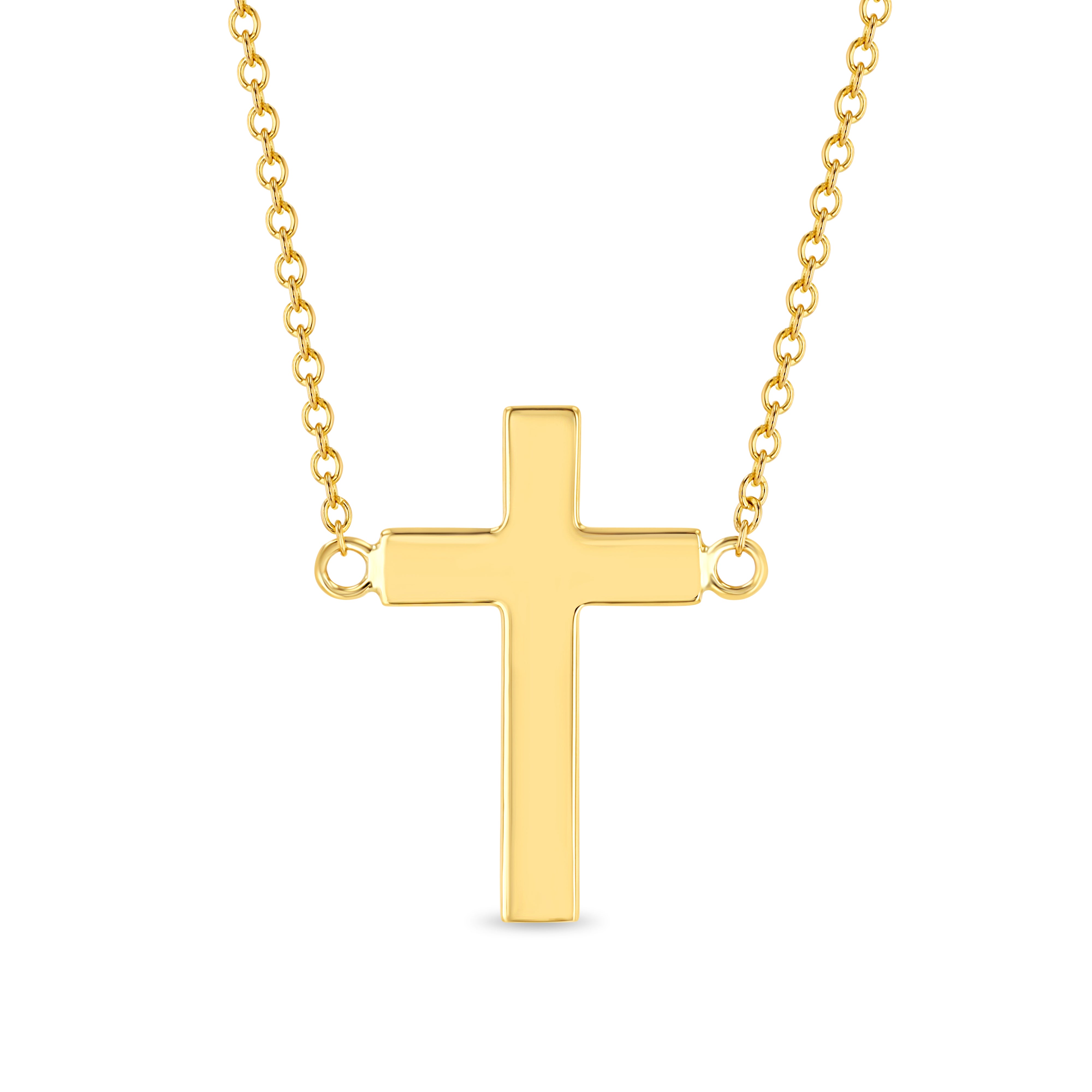 14K Plain Gold Cross Pendant Necklace - Crucifix Jewelry - Gianni Deloro