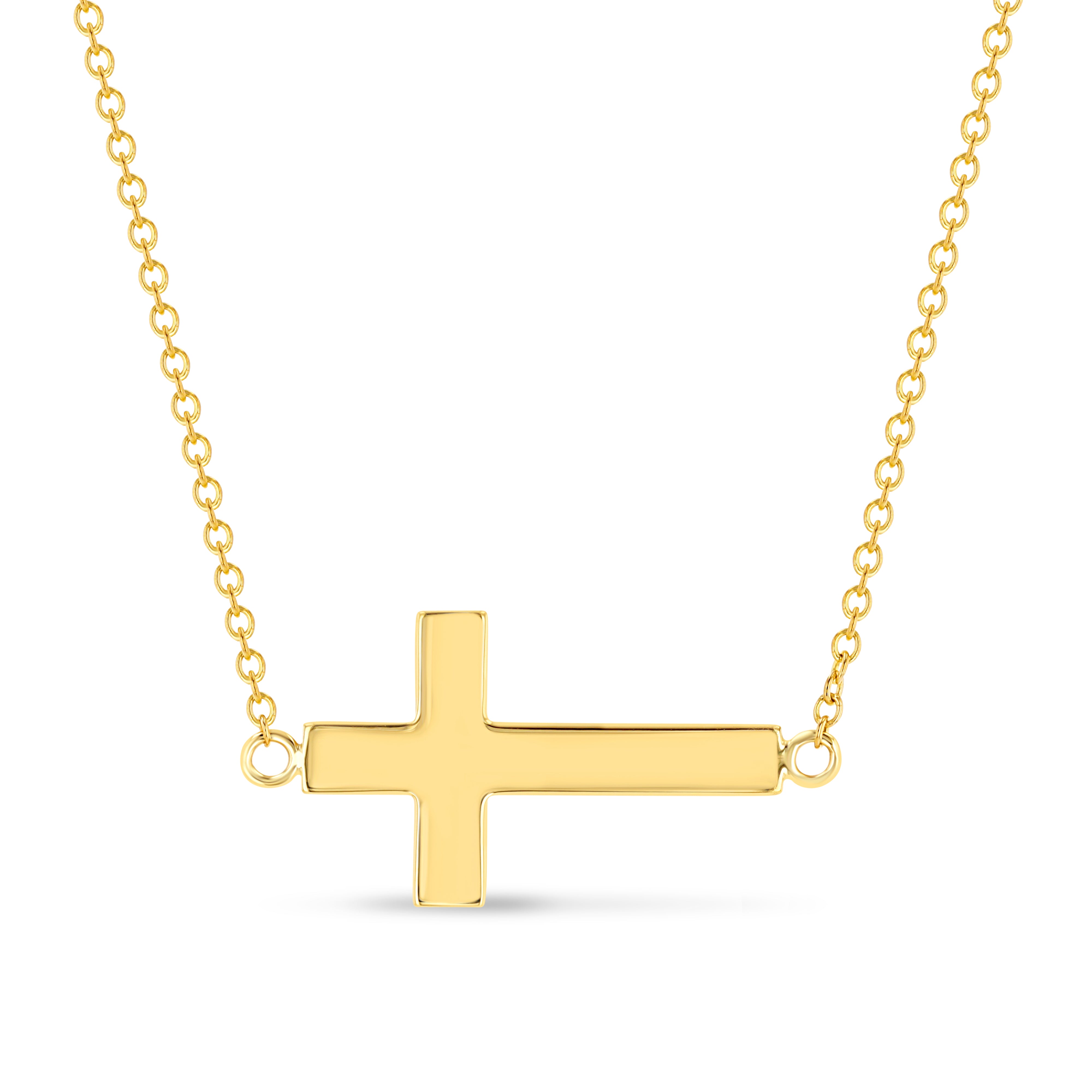 14K Gold Sideways Cross Necklace