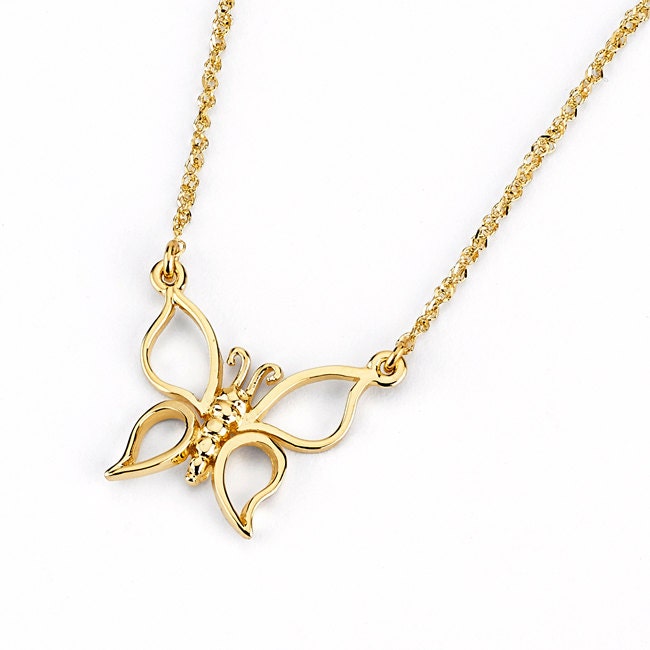 14K Cute Gold Butterfly Necklace Womens Minimalist Jewelry Gianni Deloro