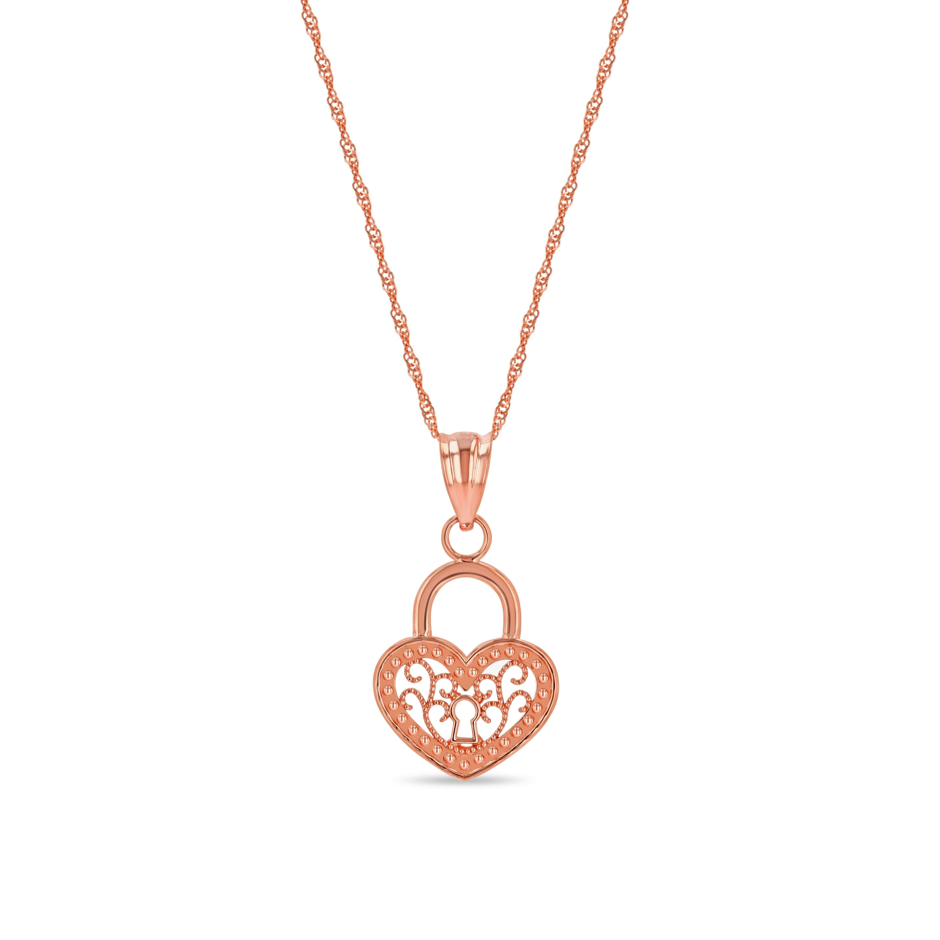 14K Gold Heart Lock Necklace - Gianni Deloro