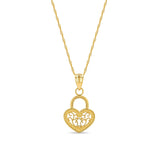 14K Gold Heart Lock Necklace - Gianni Deloro