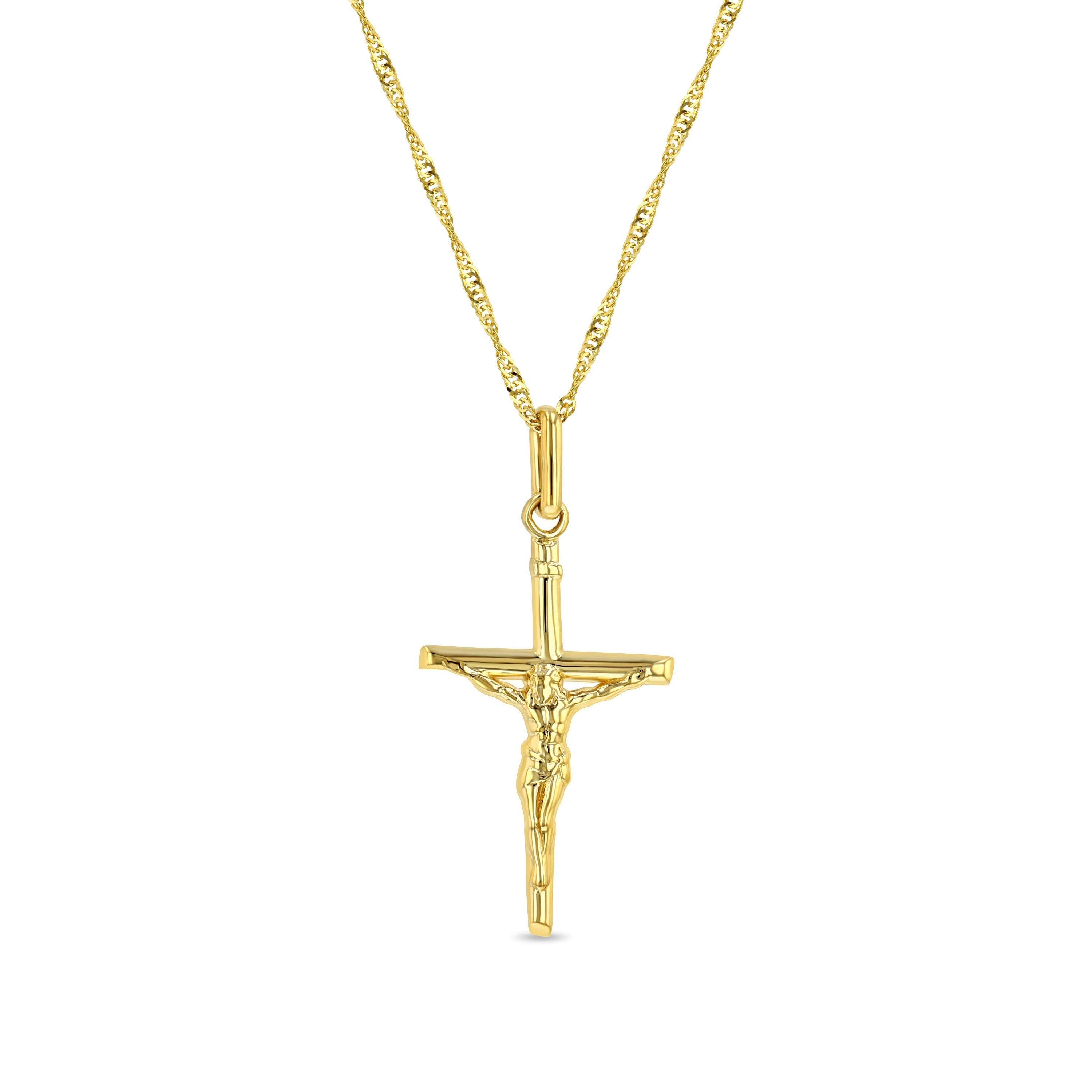 Gold Chain Christian Necklace Pendants 14K Gold Jesus Crucifix