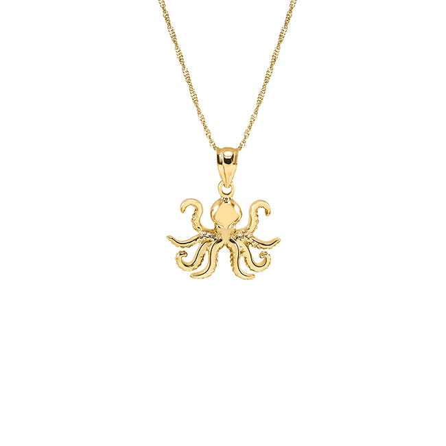 14K Gold Octopus Necklace Sea Life Jewelry – Gianni Deloro