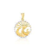14K Gold Pendant Sun & Wave - Marine Life Design - Gianni Deloro