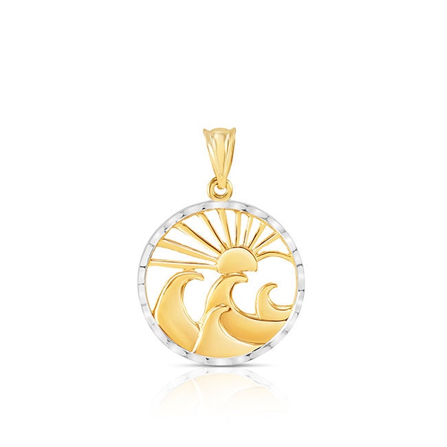 14K Gold Pendant Sun & Wave - Marine Life Design - Gianni Deloro