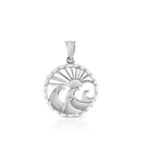 14K Gold Pendant Sun & Wave - Marine Life Design - Gianni Deloro