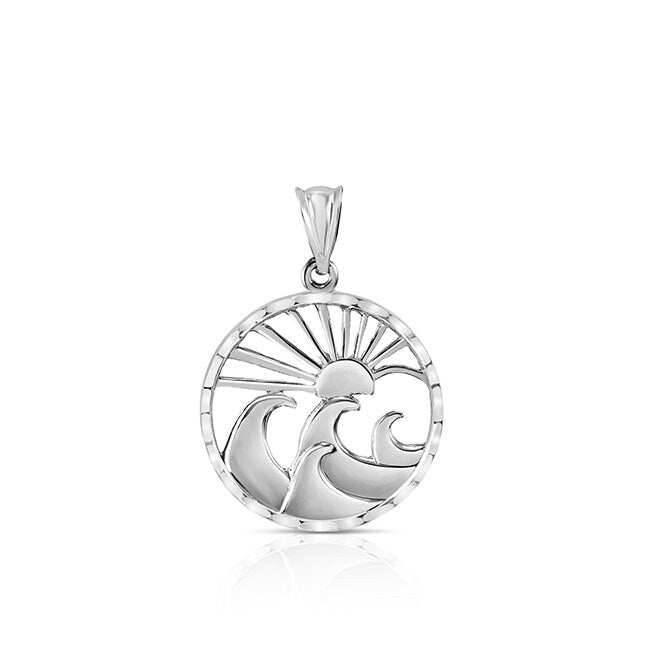 14K Gold Pendant Sun & Wave - Marine Life Design - Gianni Deloro