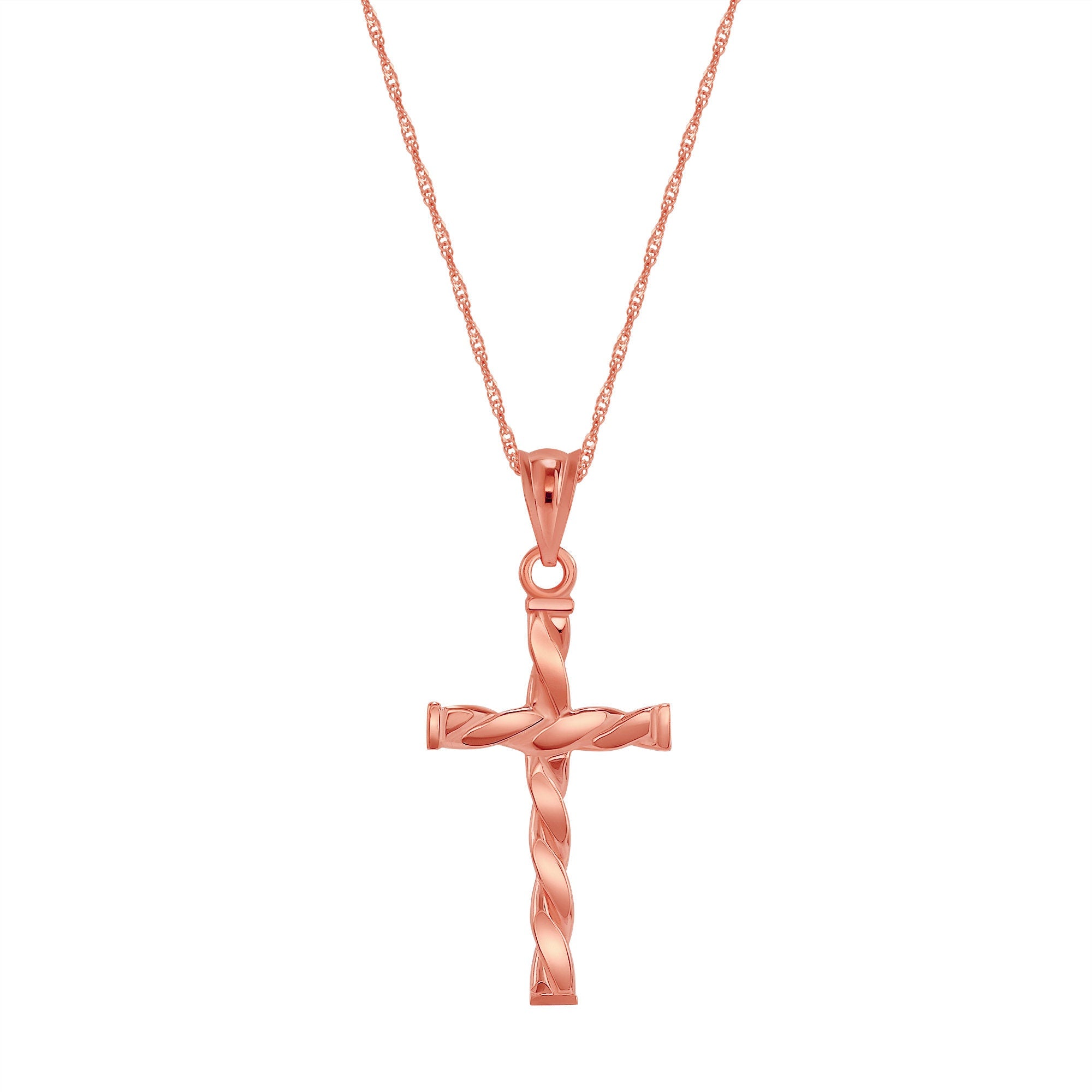 14K Gold Twisted Cross Necklace - Gianni Deloro
