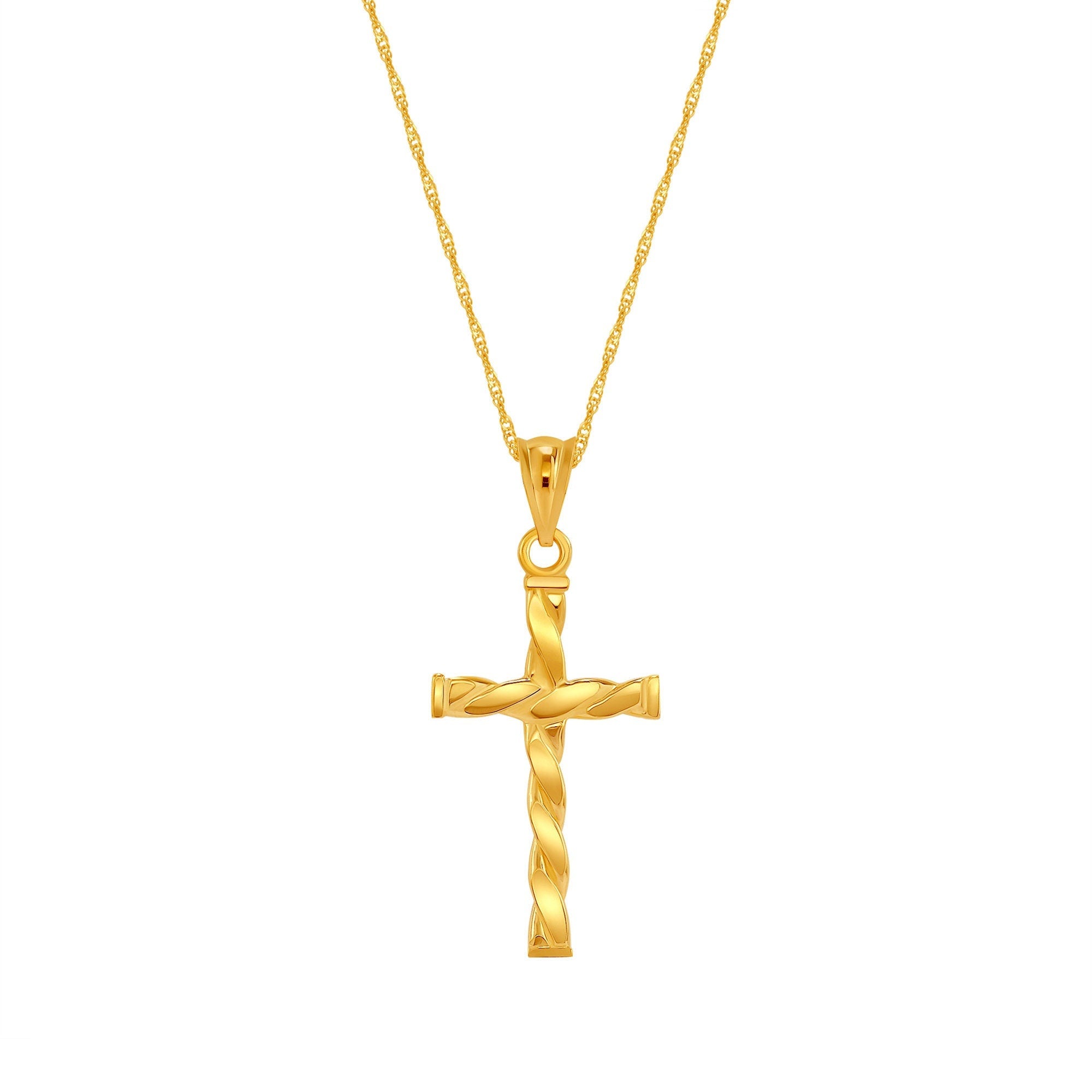 14K Gold Twisted Cross Necklace - Gianni Deloro