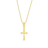 14k Gold Cross Necklace - Tiny Christian Pendant - Gianni Deloro