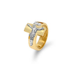 14K Gold Two Tone Crucifix Cross Ring, Christian rings, 14K gold ring, Two-tone crucifix ring, Religious jewelry, Faith jewelry, Christian jewelry, Gold crucifix ring, Elegant Christian rings, Spiritual jewelry, 14K gold Christian ring, Cross jewelry, Gold cross ring, Faith ring, Men's crucifix ring, Wide band crucifix ring, Men's Christian jewelry.