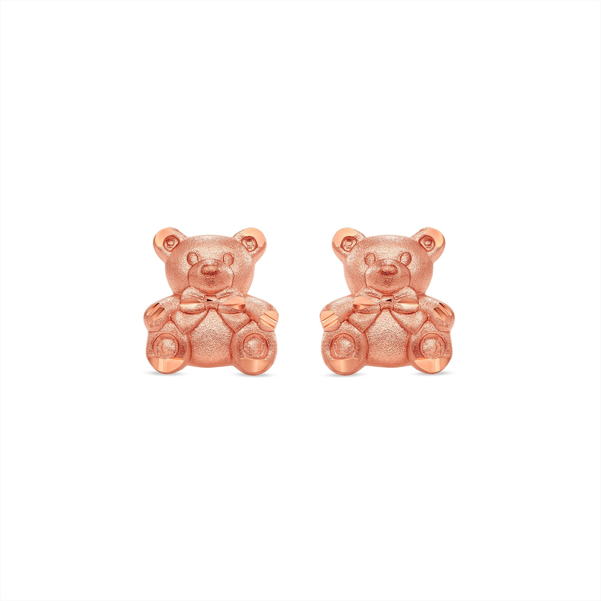 14K Gold Teddy Bear Stud Earrings