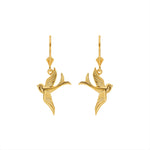 14K Gold Dove Bird Leverback Dangle Earrings - Gianni Deloro