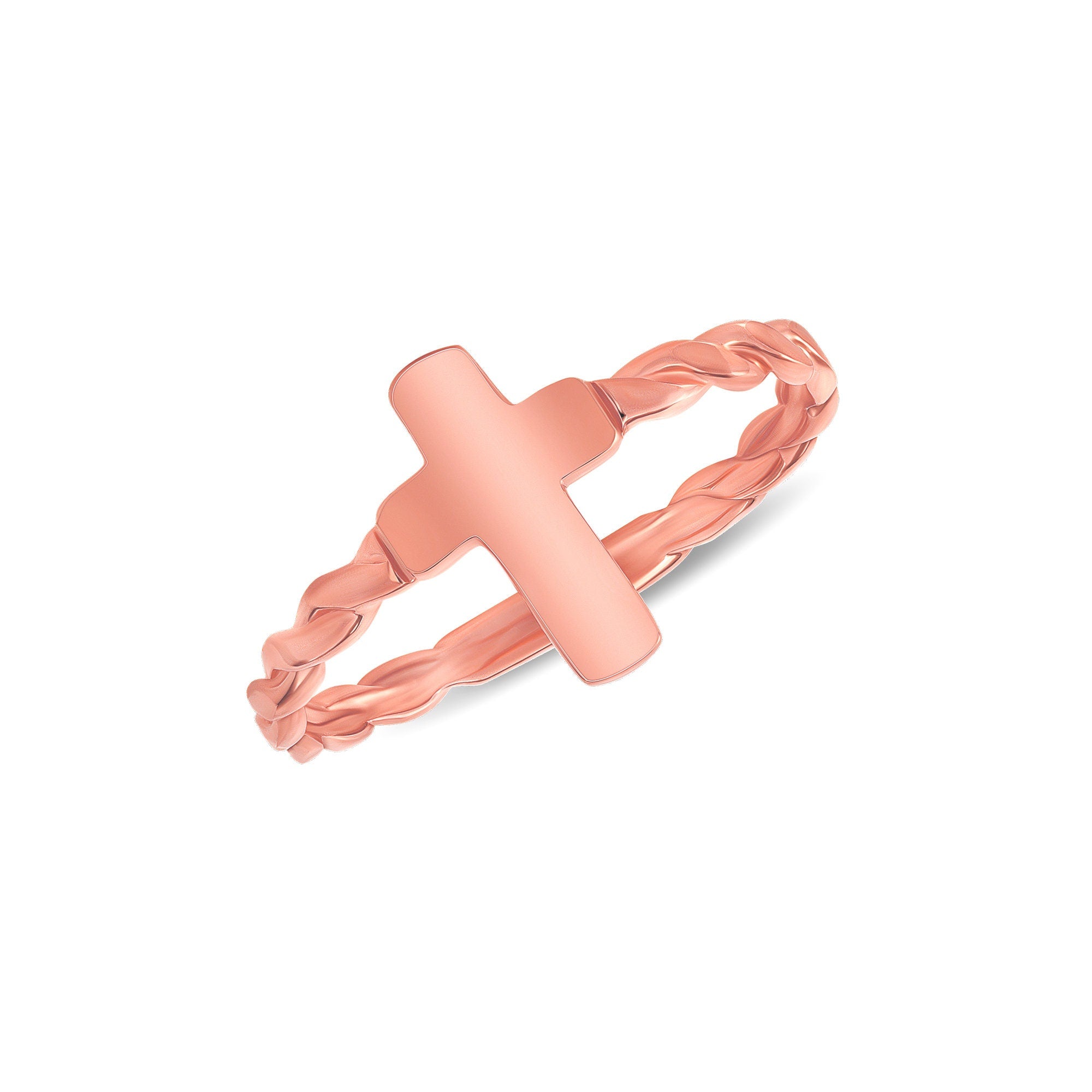 14K Gold Twisted Cross Ring - Christian Rings - Gianni Deloro