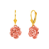 14K Gold Rose Flower Leverback Earrings – Dangle Jewelry - Gianni Deloro