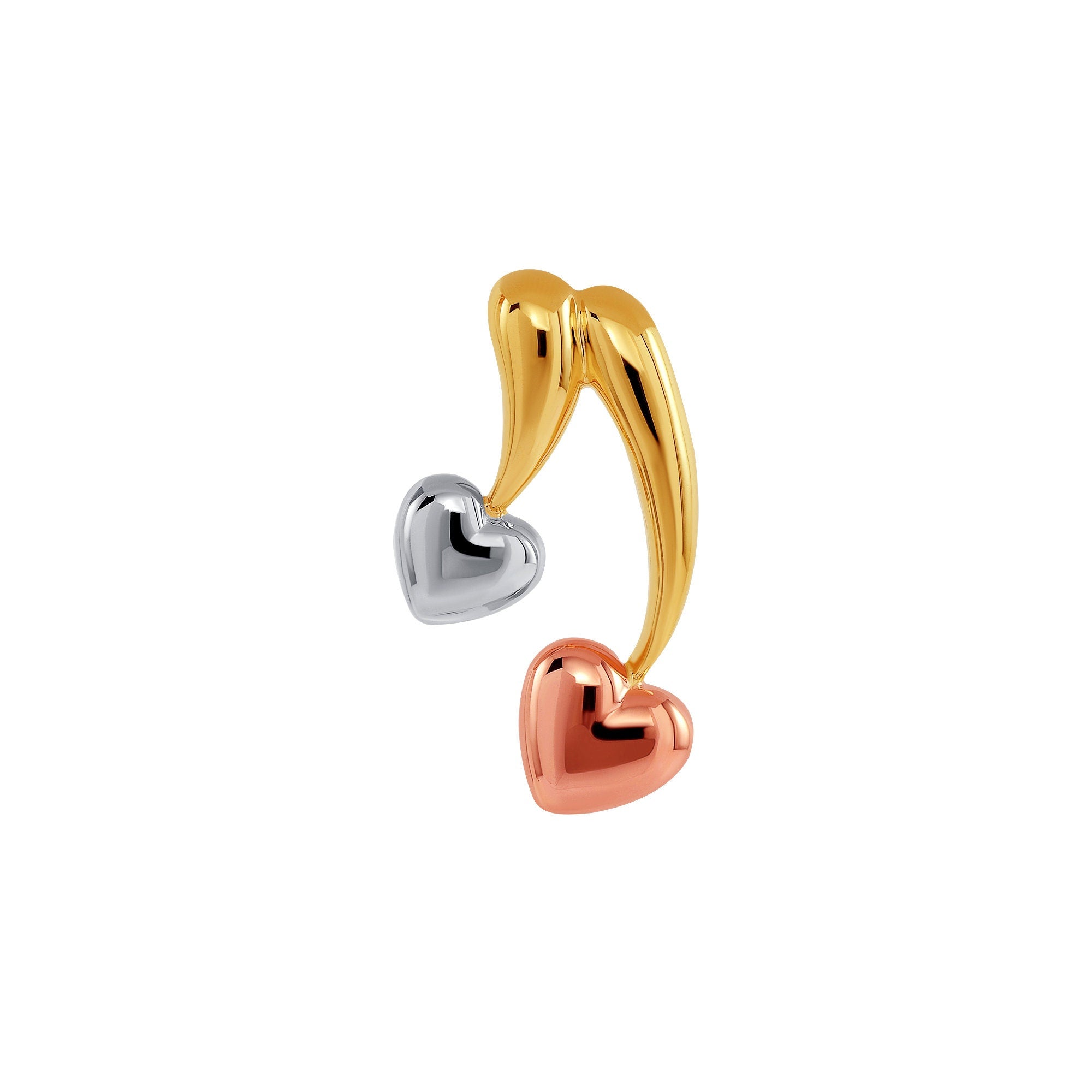 14K Tri-Color Gold Double Heart Pendant – Heart Jewelry - Gianni Deloro