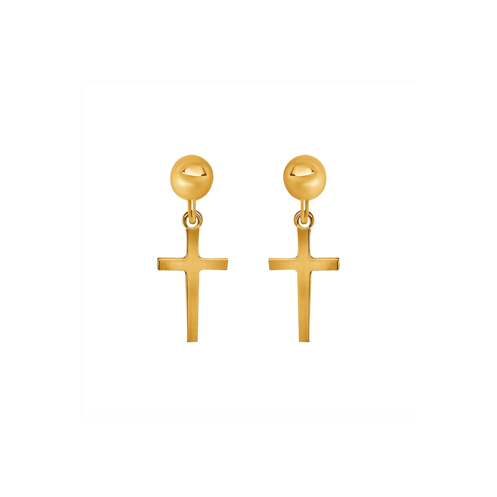 14K Gold Cross Drop Earrings – Unique Christian Jewelry - Gianni Deloro
