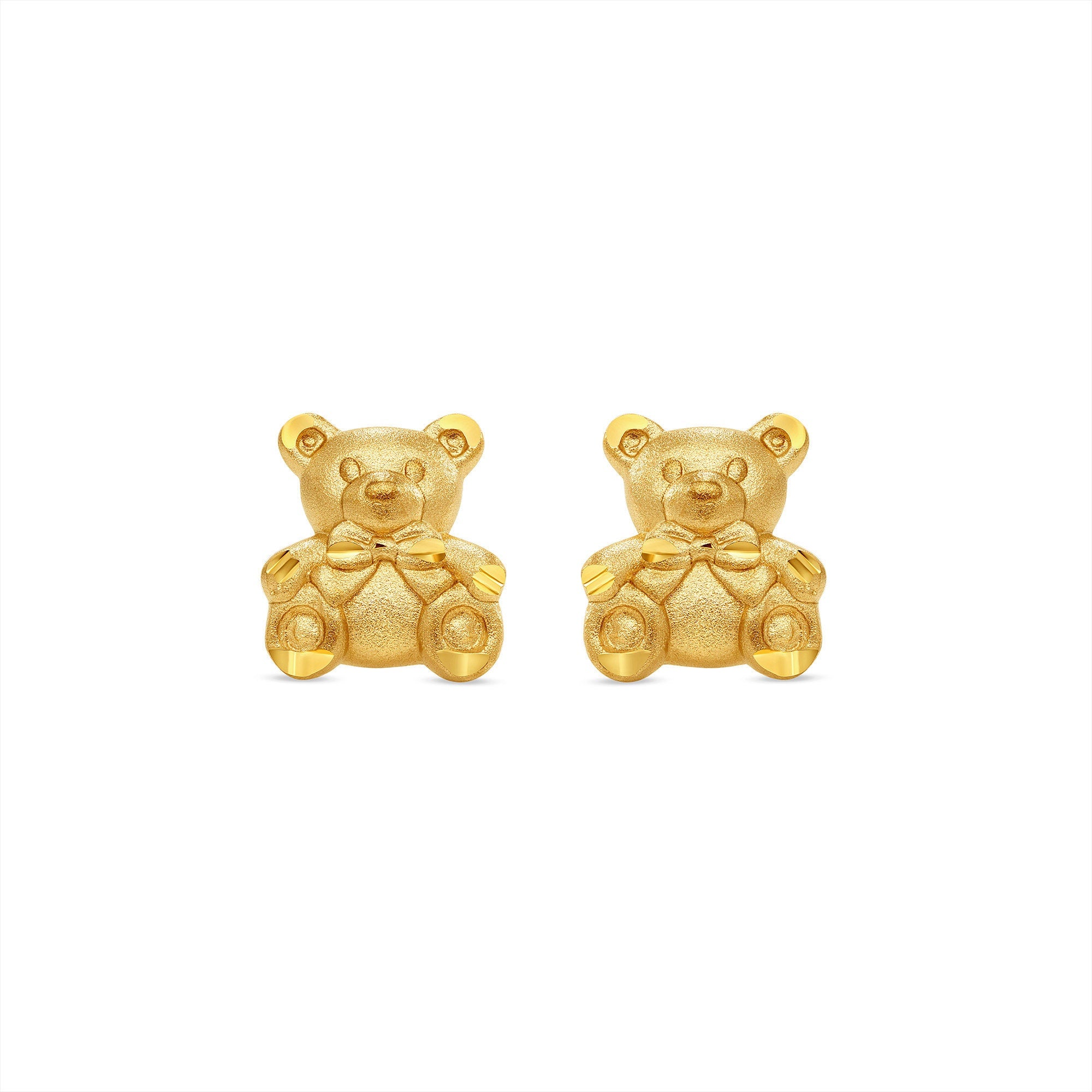 14K Gold Teddy Bear Stud Earrings – Gold Jewelry - Gianni Deloro