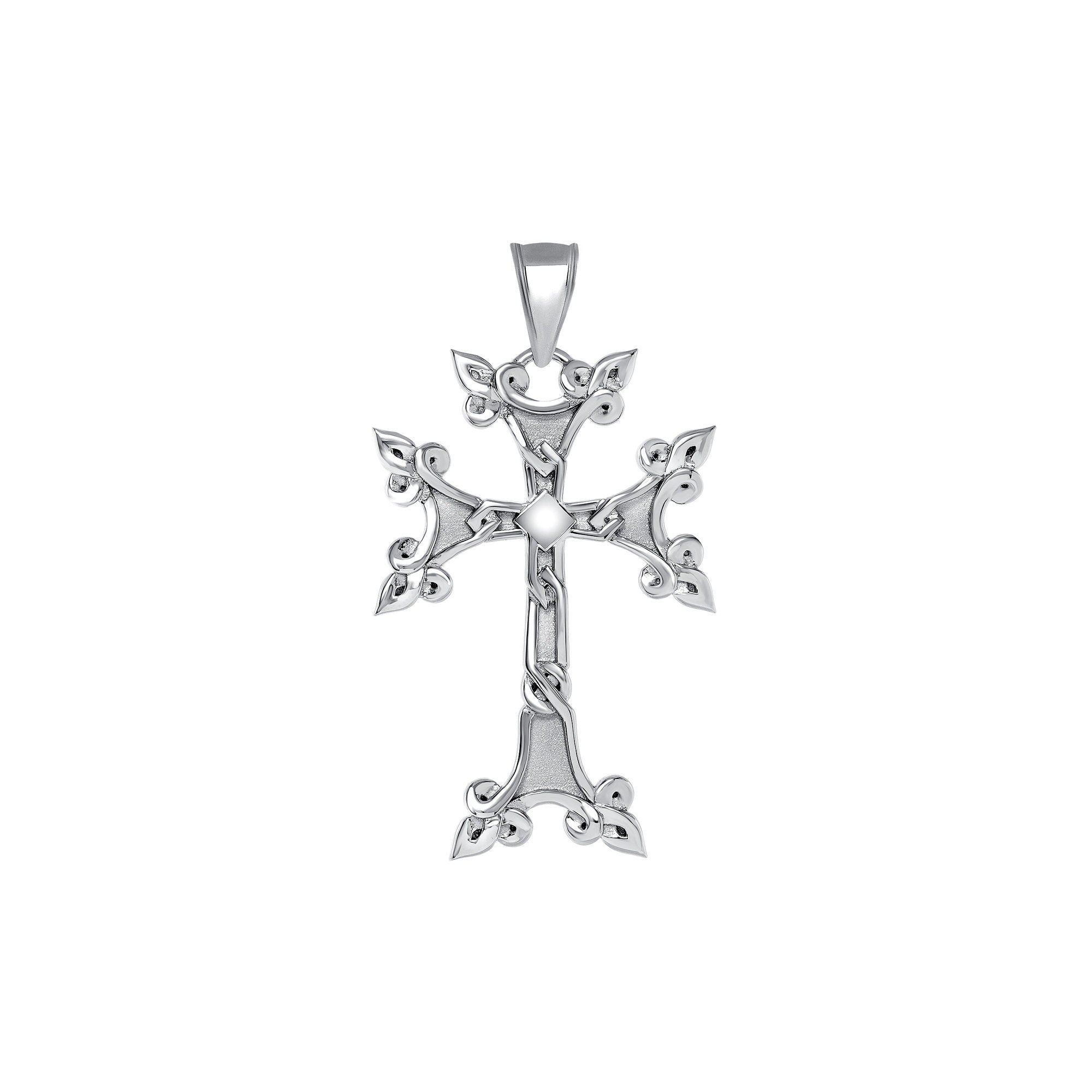 14K White Gold Armenian Cross Pendant – Christian Jewelry - Gianni Deloro