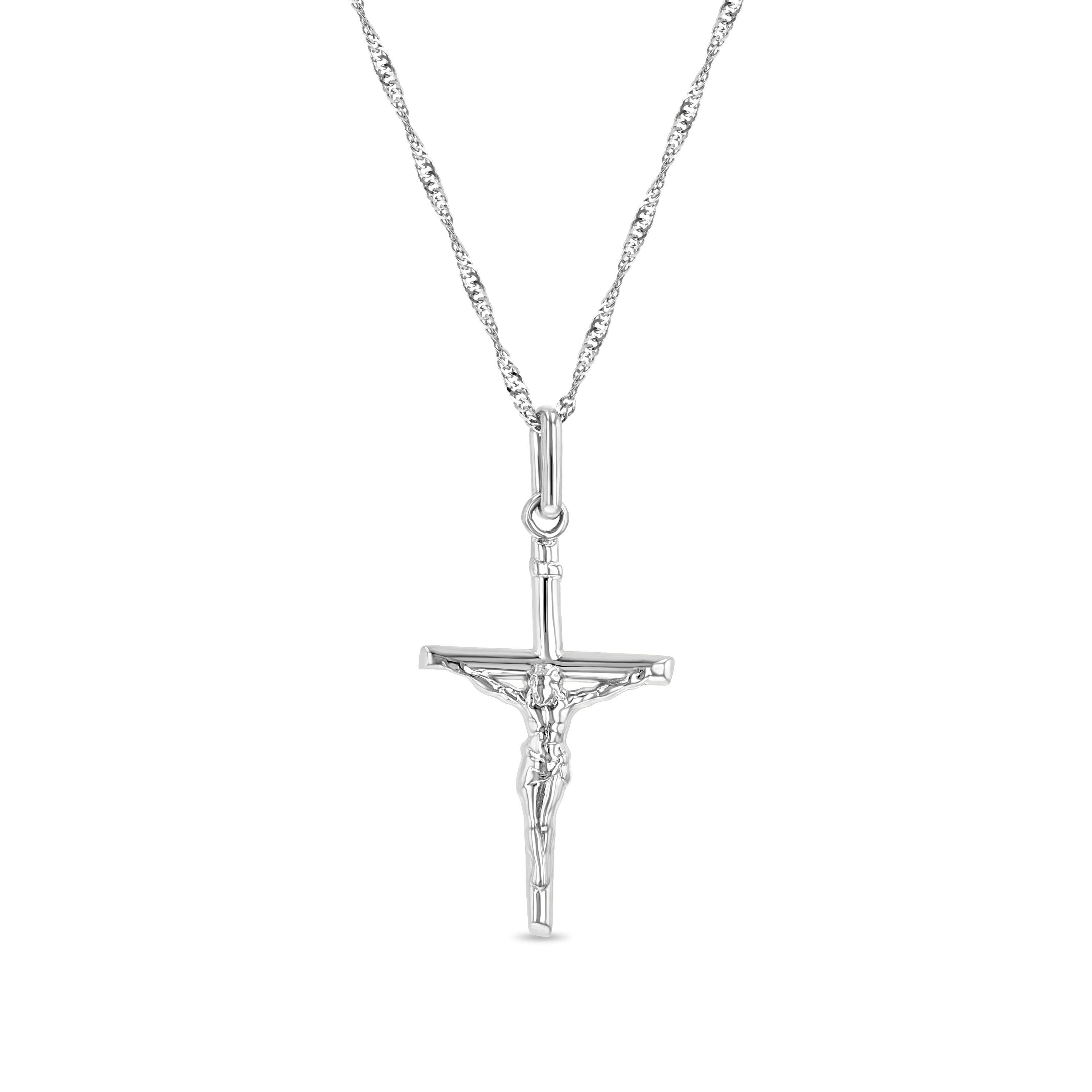 14K Gold Tiny Crucifix Cross Necklace