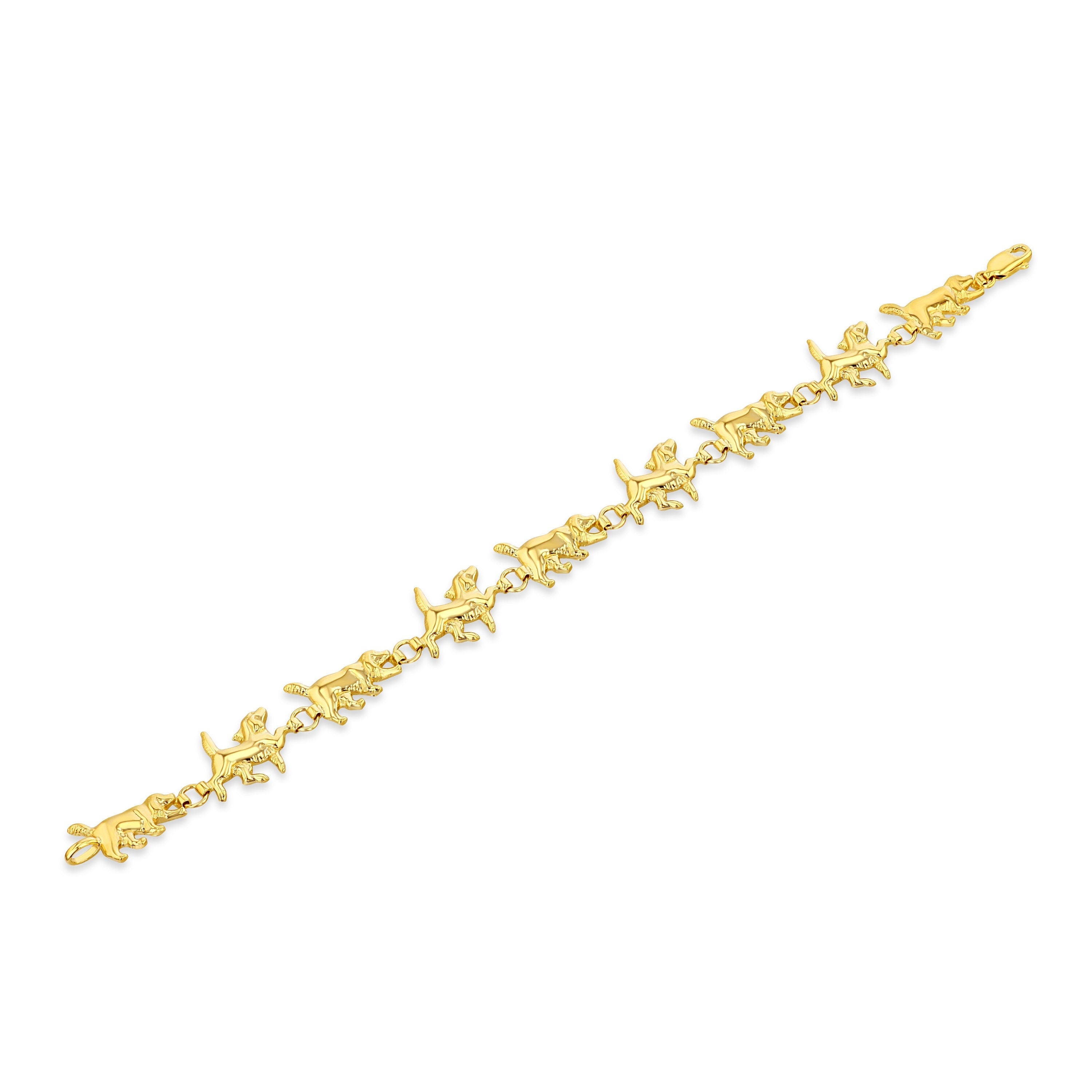 14k solid gold playful dog Bracelet