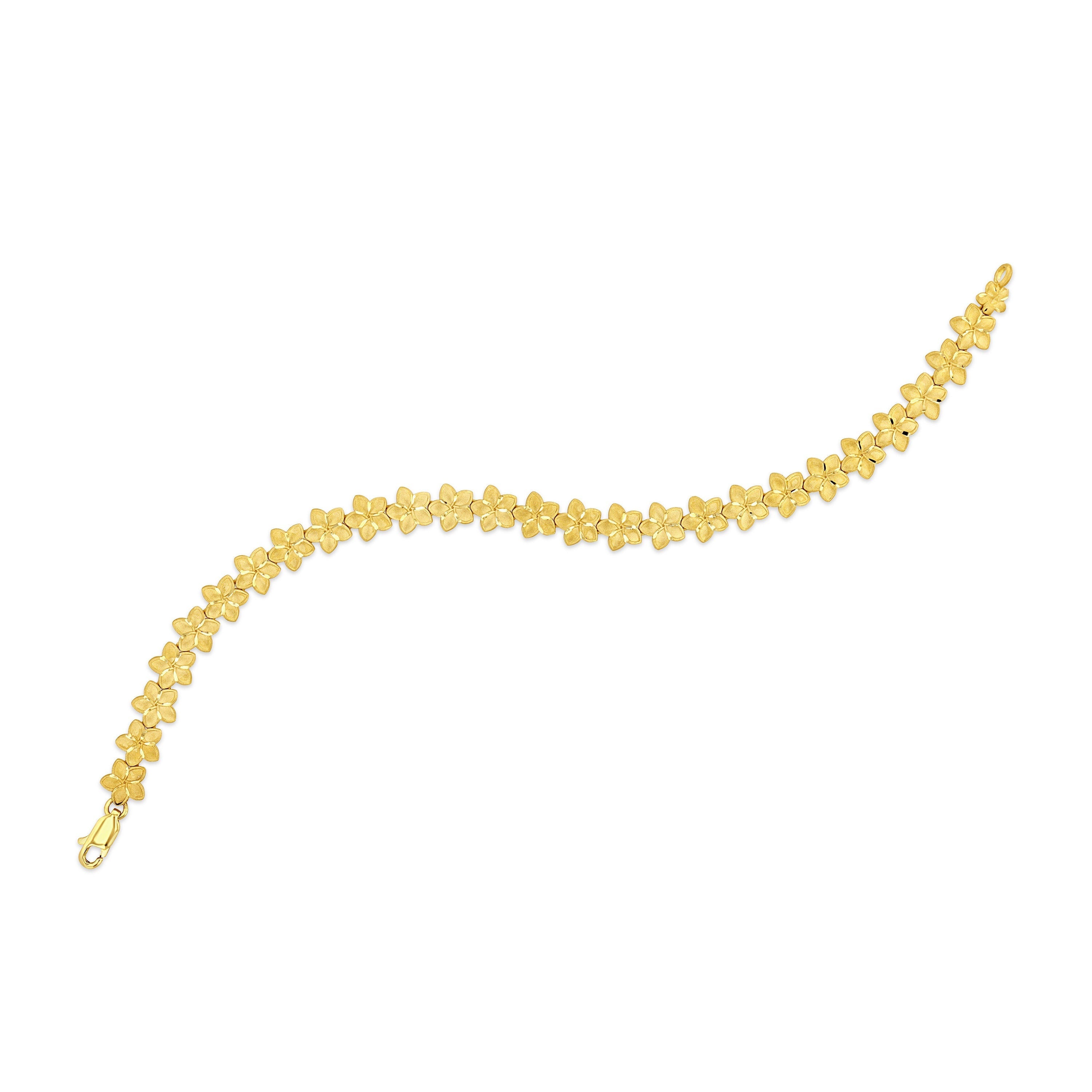 14k solid gold Plumeria Flower Bracelet