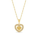 14k solid gold diamond heart pendant on 18" solid gold chain