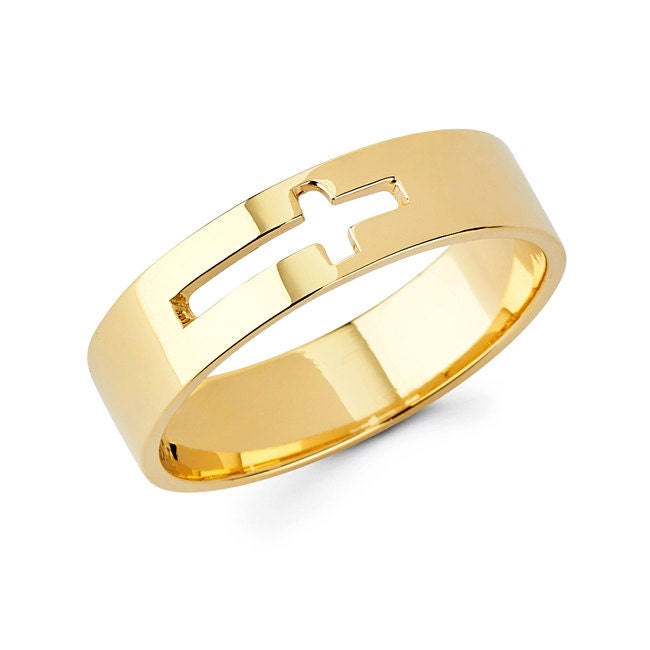 14K Gold Cross Cutout Ring - Christian Rings - Gianni Deloro