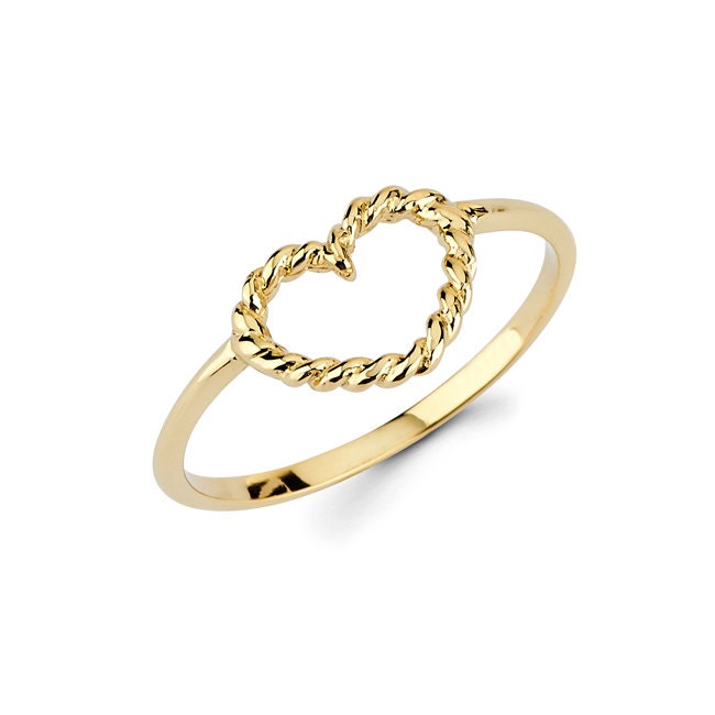 14K Gold Twisted Heart Shaped Ring - Gianni Deloro
