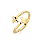 14K Gold Sideways Double Cross Ring - Christian Jewelry - Gianni Deloro