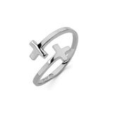 14K Gold Sideways Double Cross Ring - Christian Jewelry - Gianni Deloro