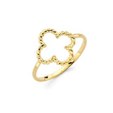 14K Solid Gold Clover Ring