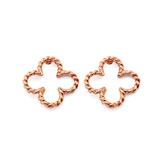 14K Gold Clover Stud Earrings