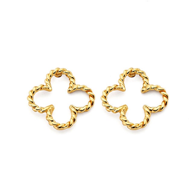 14K Gold Twisted Clover Stud Earrings – Women's Gold Jewelry - Gianni Deloro