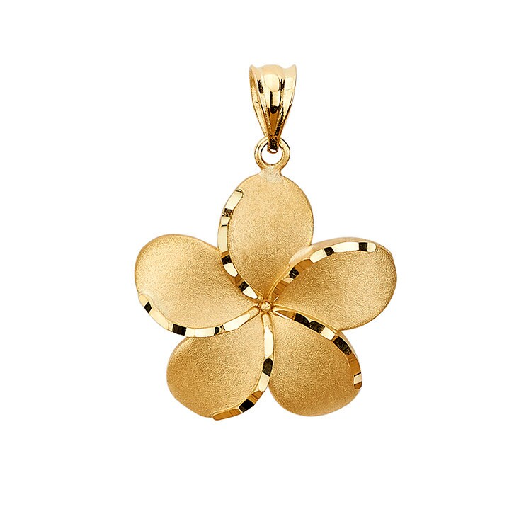 14K Gold Plumeria Pendant – Flower Jewelry - Gianni Deloro