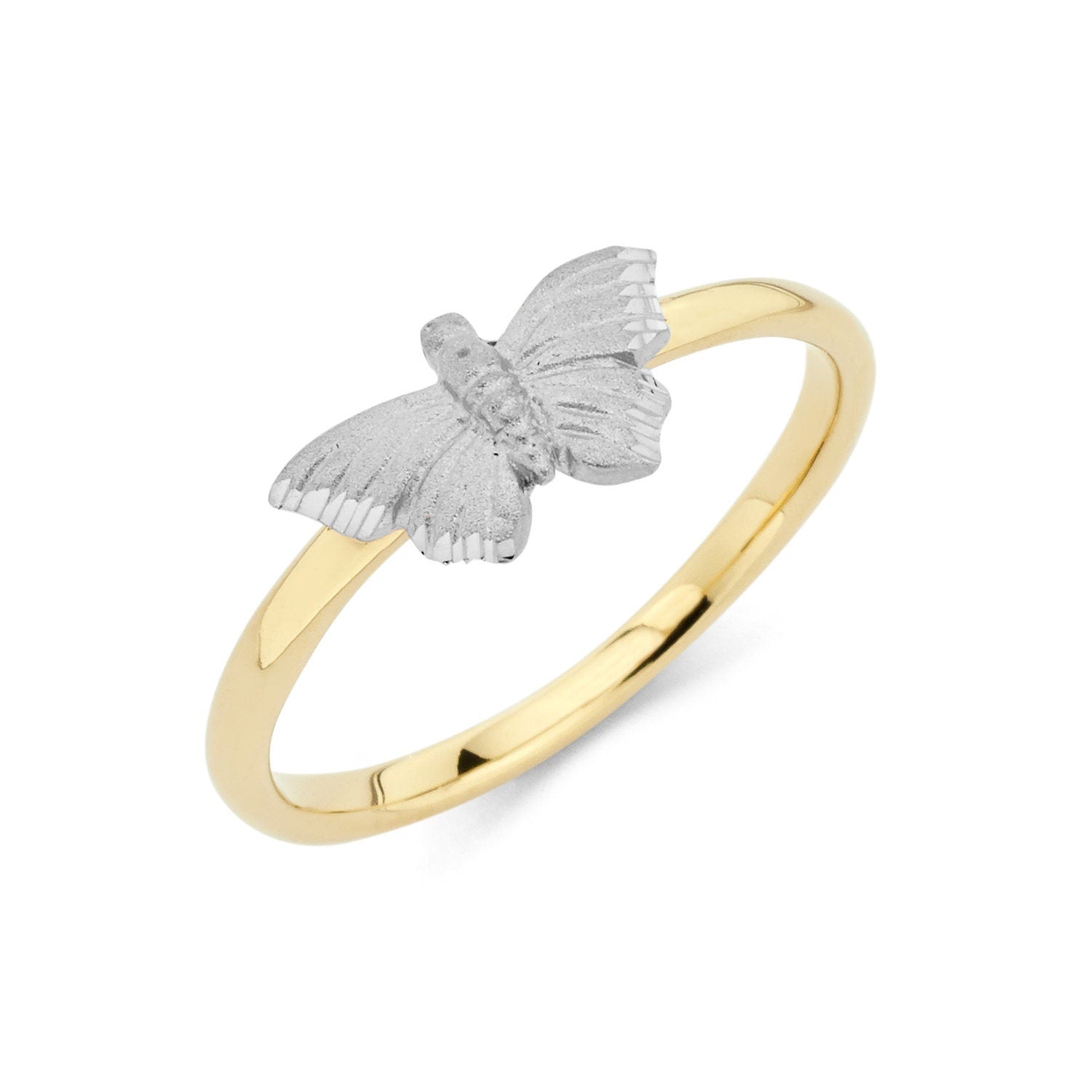 14K Gold Two Tone Butterfly Ring - Gold Rings - Gianni Deloro