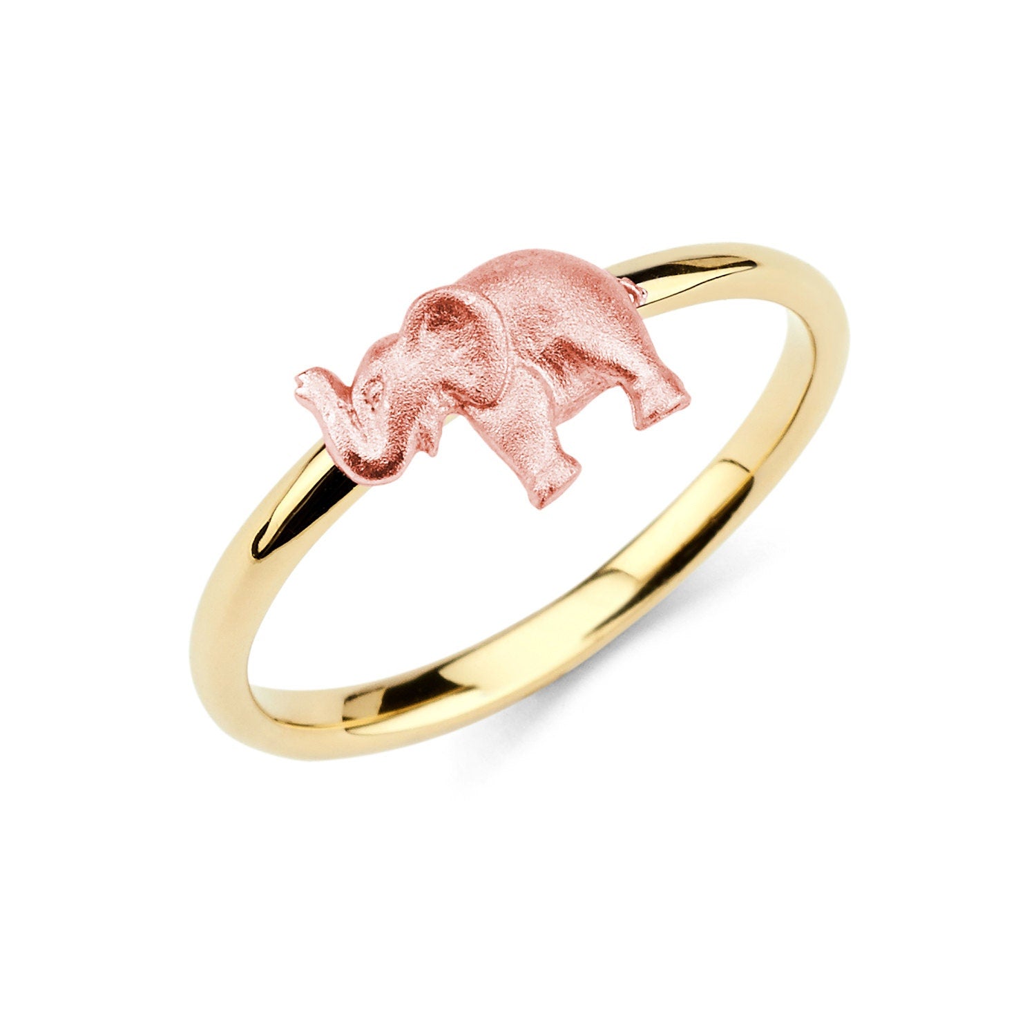 14K Gold Two Tone Elephant Ring