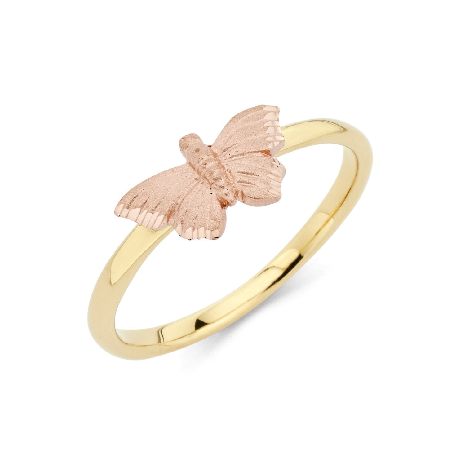 14K Gold Two Tone Butterfly Ring - Gold Rings - Gianni Deloro