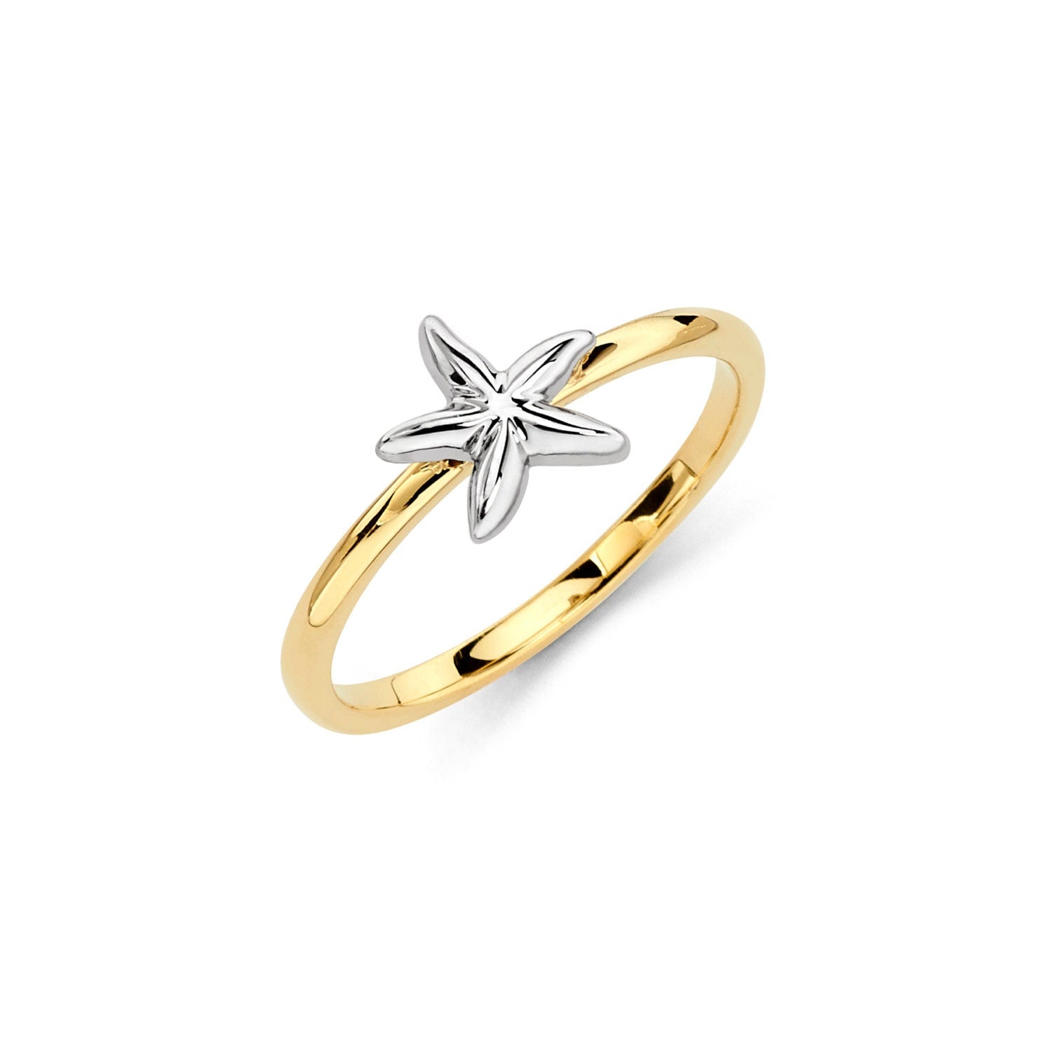 14K Gold Two-Tone Starfish Ring - Gold Rings - Gianni Deloro