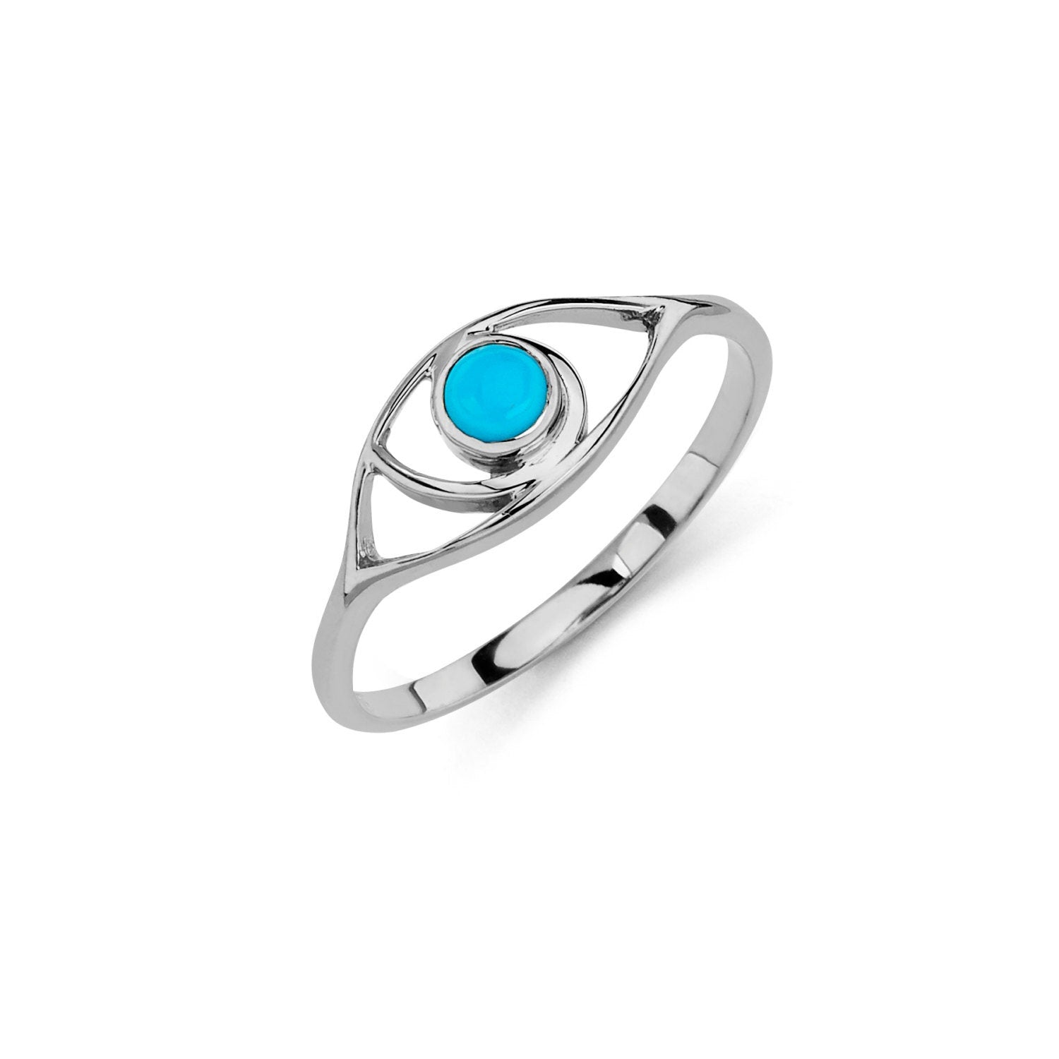 14K Gold Evil Eye Ring with Turquoise Center - Gold Rings - Gianni Deloro